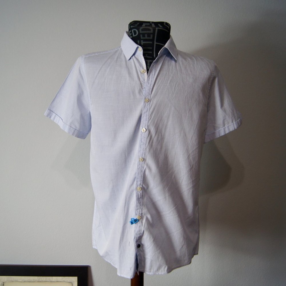 Strellson Sidney Shirt Size M Top Stripes Blue And White Striped